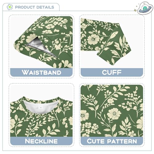 JUNZAN Autumn Flowers Carnation Peonies Sage Green Little Girls Pullover Hoodie Fleece Outerwear for Kids Camping 4T3