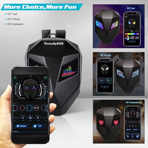 Image of Waterproof Led App Backpack with Led Digital Display LED Backpack Eyes With Screen for Motorcycle, 25L | Carry Laptop