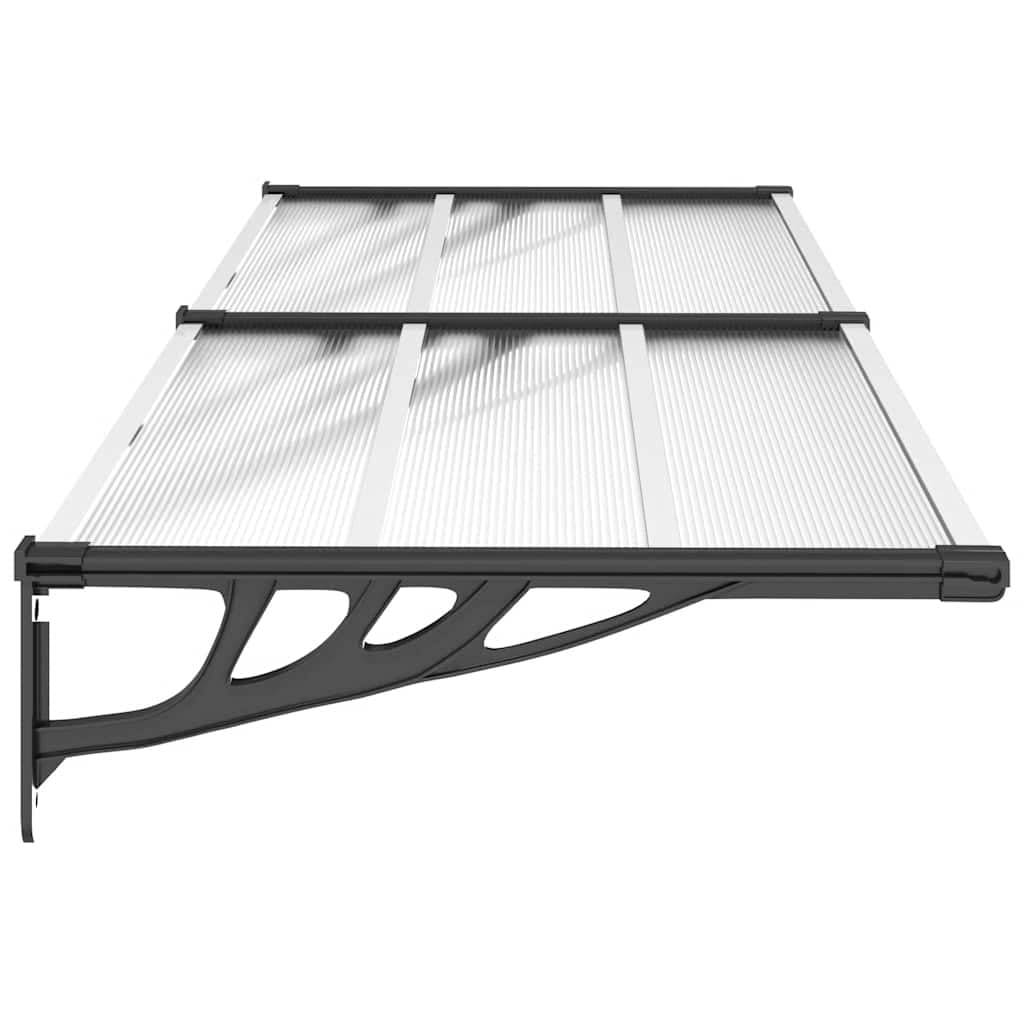 vidaXL Marquesina de Puerta, Toldo para Porche Ventana, Refugio de Lluvia Nieve, Marquesina Exterior, Policarbonato Negro y Transparente 239x90 cm