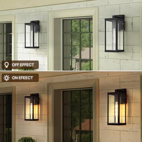Image of Black Outside Lights for House 15 inch H Outdoor Wall Sconce Waterproof Large Exterior Light Fixtures for Garage, Doorway, Porch, Patio, 2 Pack