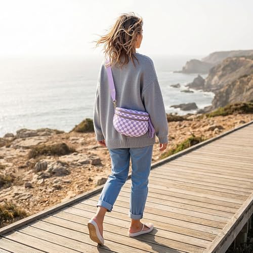 Image of Womens Crossbody Bag, Spacious Nylon Bum Bag Trendy Shoulder Purse with Adjustable Strap Zipped Travel Essentials