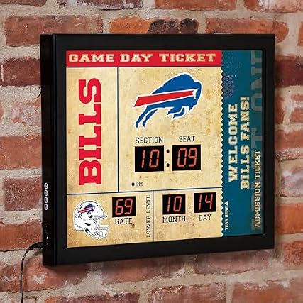 NFL Buffalo Bills Scoreboard Digital Wall Clock with Bluetooth Speaker, Vintage Wall Decor for