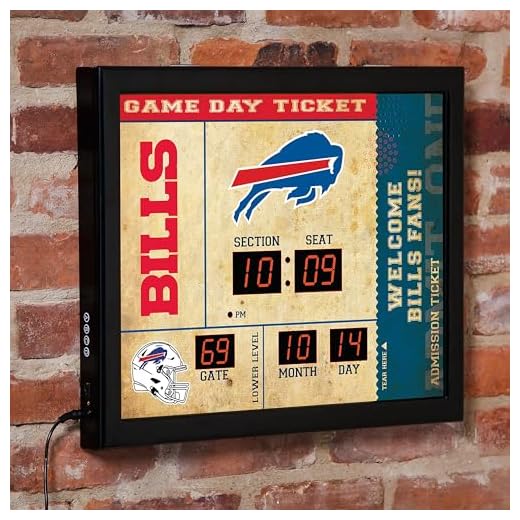 NFL Buffalo Bills Scoreboard Digital Wall Clock with Bluetooth Speaker, Vintage Wall Decor for Sports Man Cave, Game Rooms, Gift for Football Fans