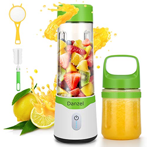 Portable Blender, Personal Blender for Shakes and Smoothies, USB Rechargeable Blender with 2pcs 16oz & 10oz Tritan BPA-Free Juicer Cups & Portable Lids