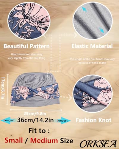 Image of Chemo Headwear for Women Knot Beanies with Stretch Elastic Turbans Soft Cancer Hats Head Coverings Scarf Headwraps