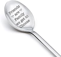 Engraved 'Friends are Family' Spoon - Best Friend BFF Gifts for Women Men, Birthday Christmas, Stainless Steel Coffee Tea Spoon