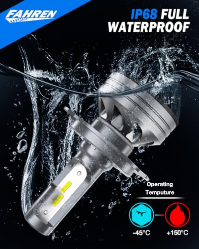 Image of FORENNER H4 Light Bulb, 90000LM 1500% Super Brighter, Real 1:1 Size, 9003 /HB2 for High Low Beam, 6500K Cool White, 70000Hrs Long Service Life with Cooling Fan, Plug and Play, Pack of 2 Tire Lights