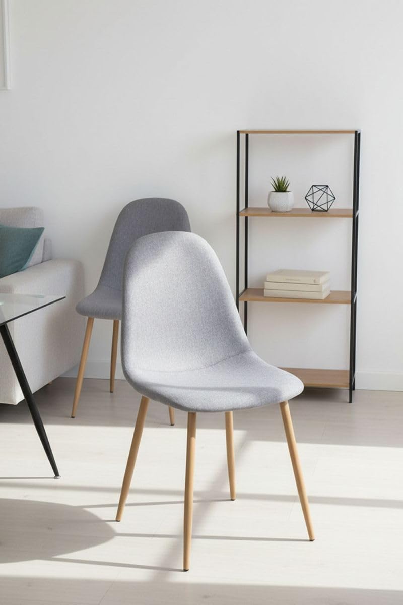 Regalos Miguel - Sillas Comedor - Silla Teok Tela - Gris Claro