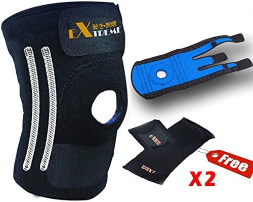 Knee Brace Support by Motion Infiniti for ACL, Meniscus Tear and Arthritis. Best Open Patella Knee Stabilizer - Comes with Large, XL Size for Men and Women! (BLUE, XL)