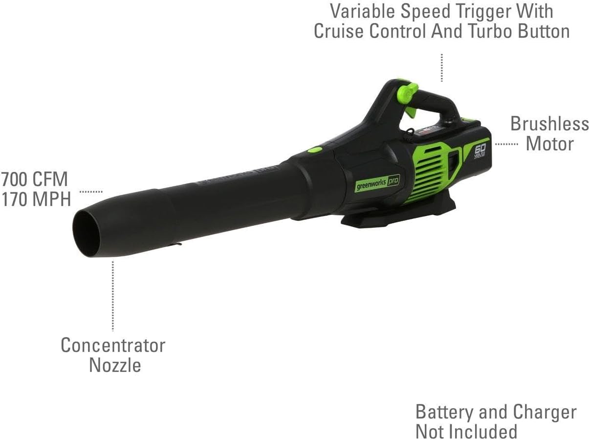 Greenworks PRO 170 MPH 700 CFM 60V Battery Cordless Handheld Leaf Blower (Tool Only)