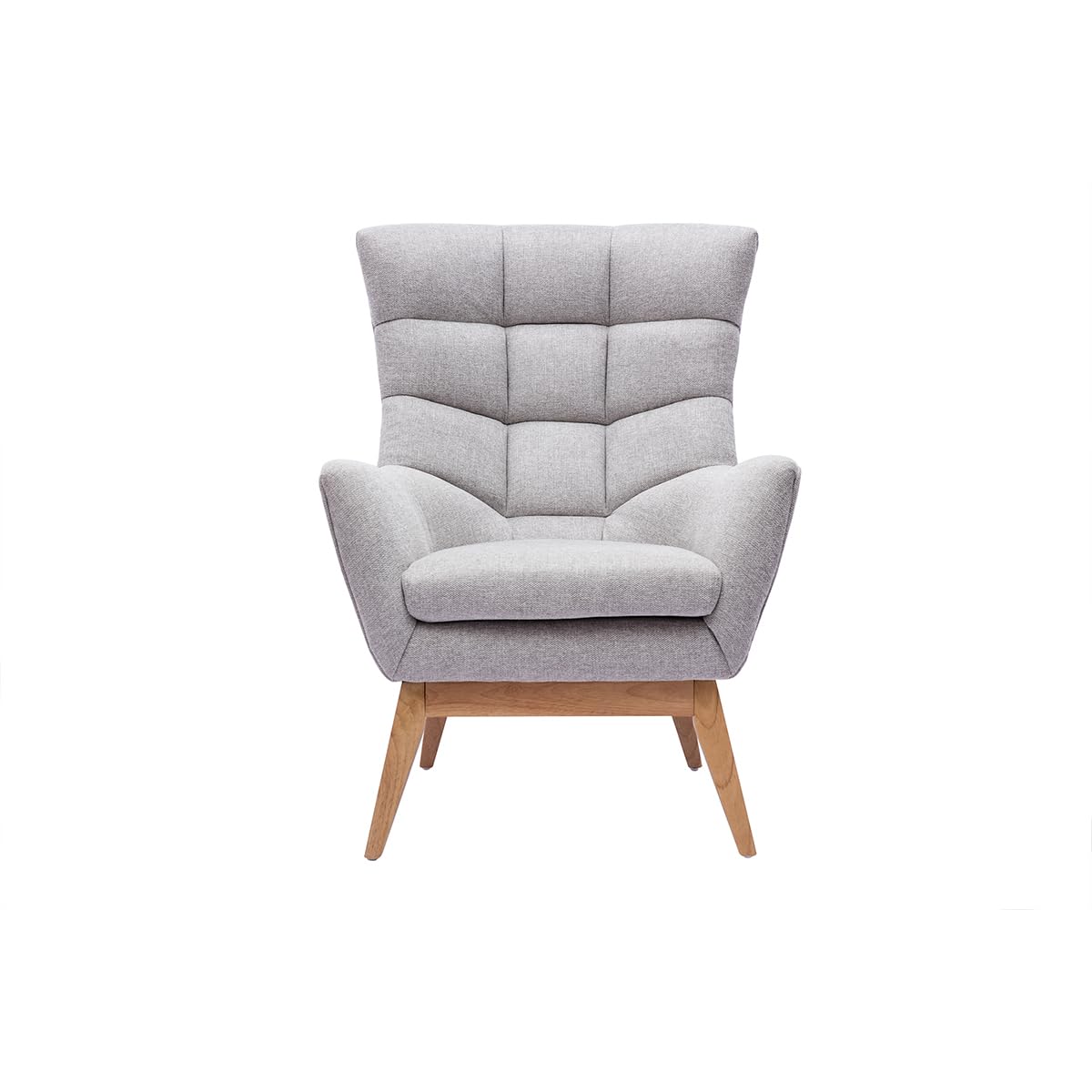 Miliboo Fauteuil scandinave en Tissu Effet Velours texturé Gris Clair et Bois Clair Brody