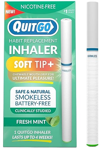 QuitGo Habit Replacement Inhaler with Soft Tip Chewable Mouth Grip, Oral Fixation Support,...
