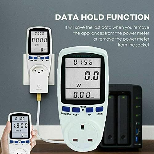Electricity Usage Monitor, Electricity Power Consumption Meter Energy Monitor Timer Plug Watt kwh Analyzer Plug-in with LCD Display for Home Hotel