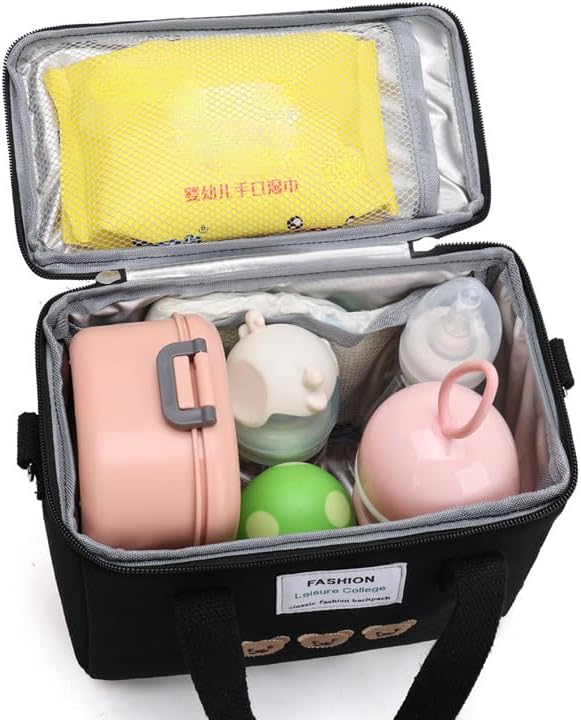 Miniatura 2 de Lonchera con aislamiento y diseño de oso Kawaii para mujer, lonchera kawaii, bolsa de almuerzo estética, bolsa cruzada linda para bolsa de almuerzo