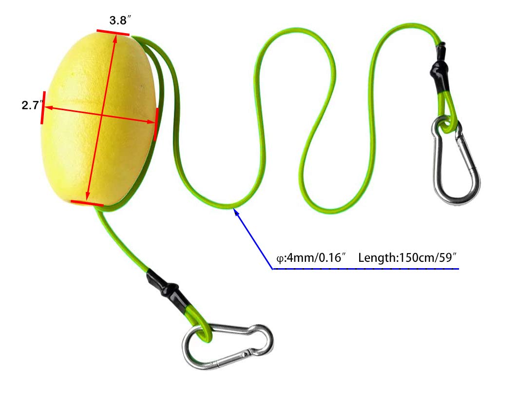 MOPHOEXII Drift Anchor Tow Throw Leash Line with EVA Buoy Float & Clip/Markers for Anchors at The Beach, Lake, or Sandbar Water (Yellow 2Pcs)