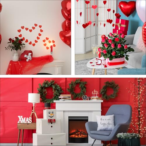 QUARKZMAN Herzförmige Pom Pom Herzen aus Filz für Valentinstag Basteln 4 cm x 4 cm für Dekoration Zuhause Party Kunsthandwerk, Rot, Packung mit 100