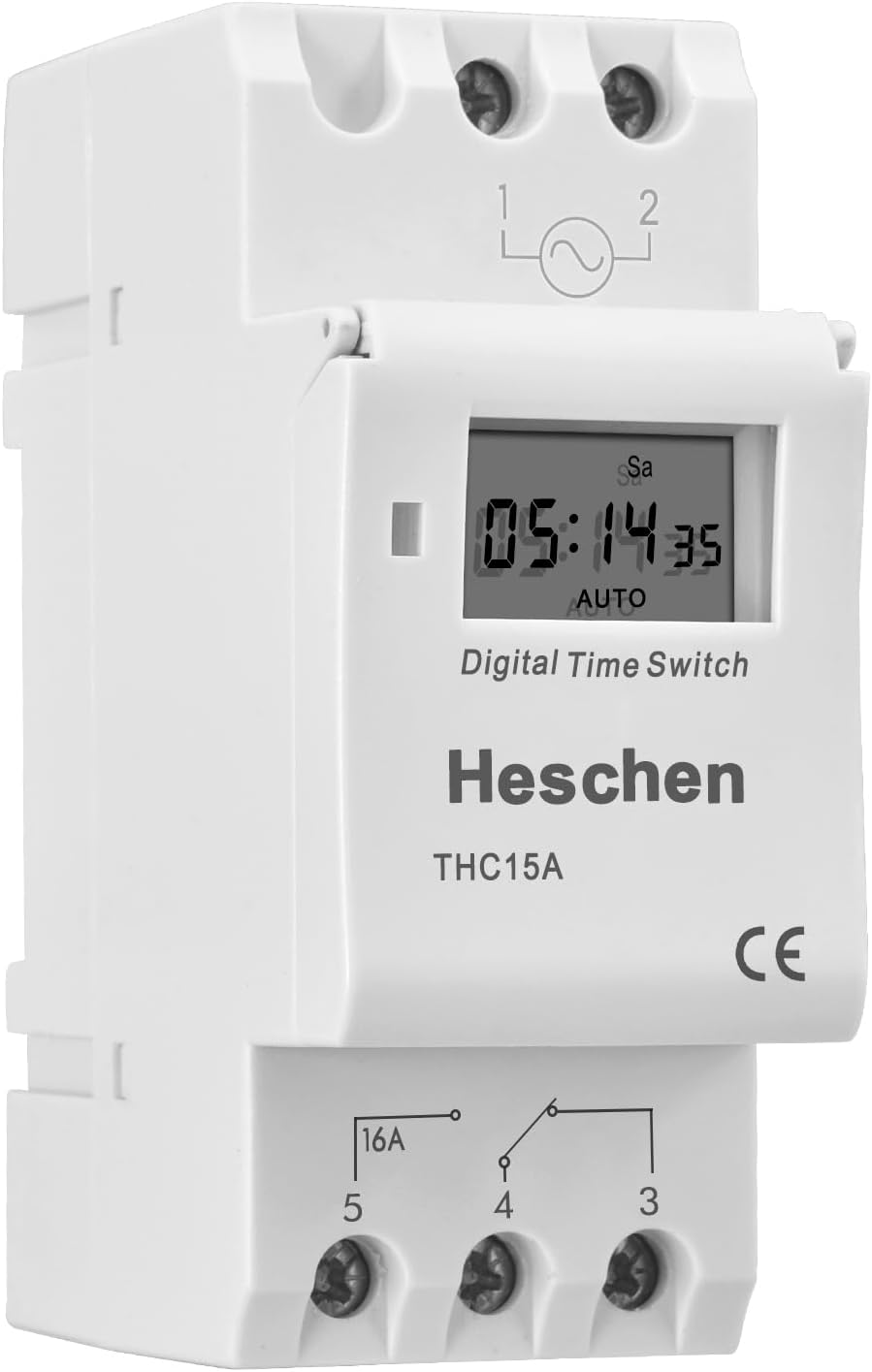 Heschen Digital LCD Power Supply Weekly Programmable Timer Relay Switch THC15A AC 220-240V 16 Amp SPST 35mm DIN Rail