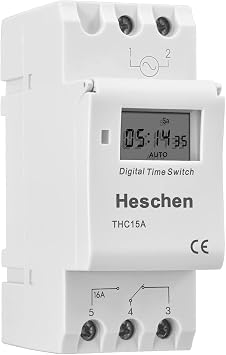 Heschen Digital LCD Power Weekly Programmable Timer Relay Switch THC15A DC24V 16Amp SPST 35mm DIN Rail