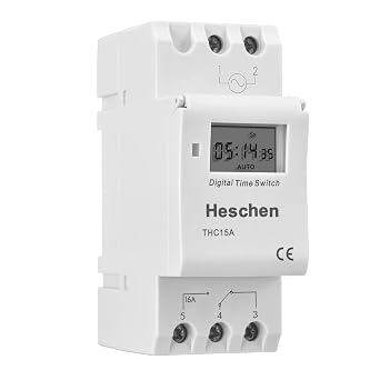 Heschen Digital LCD Power Weekly Programmable Timer Relay Switch THC15A DC24V 16Amp SPST 35mm DIN Rail