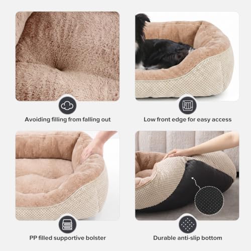 Image of Dog Bed Medium Size, Orthopedic Warming Soft Calming Sleeping Durable with Anti-Slip Bottom