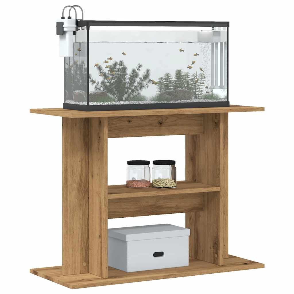 CIOURSTO Aquarium Stand Engineered Wood Fish Tank Cabinet Modern Design with Storage Stable Display for Home Decor Living Rooms (Handcrafted Oak, 80 x 35 x 60 cm)