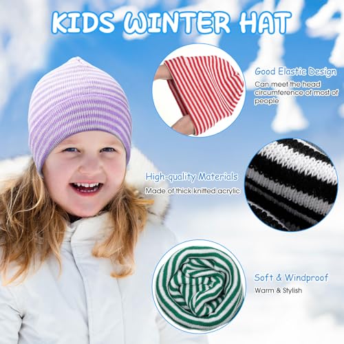 Image of Chuarry 144 Pcs / 72 Sets Kids Winter Hats and Gloves Bulk, Knit Hat Gloves Pack Unisex Winter Gift for Boys Girls Donation