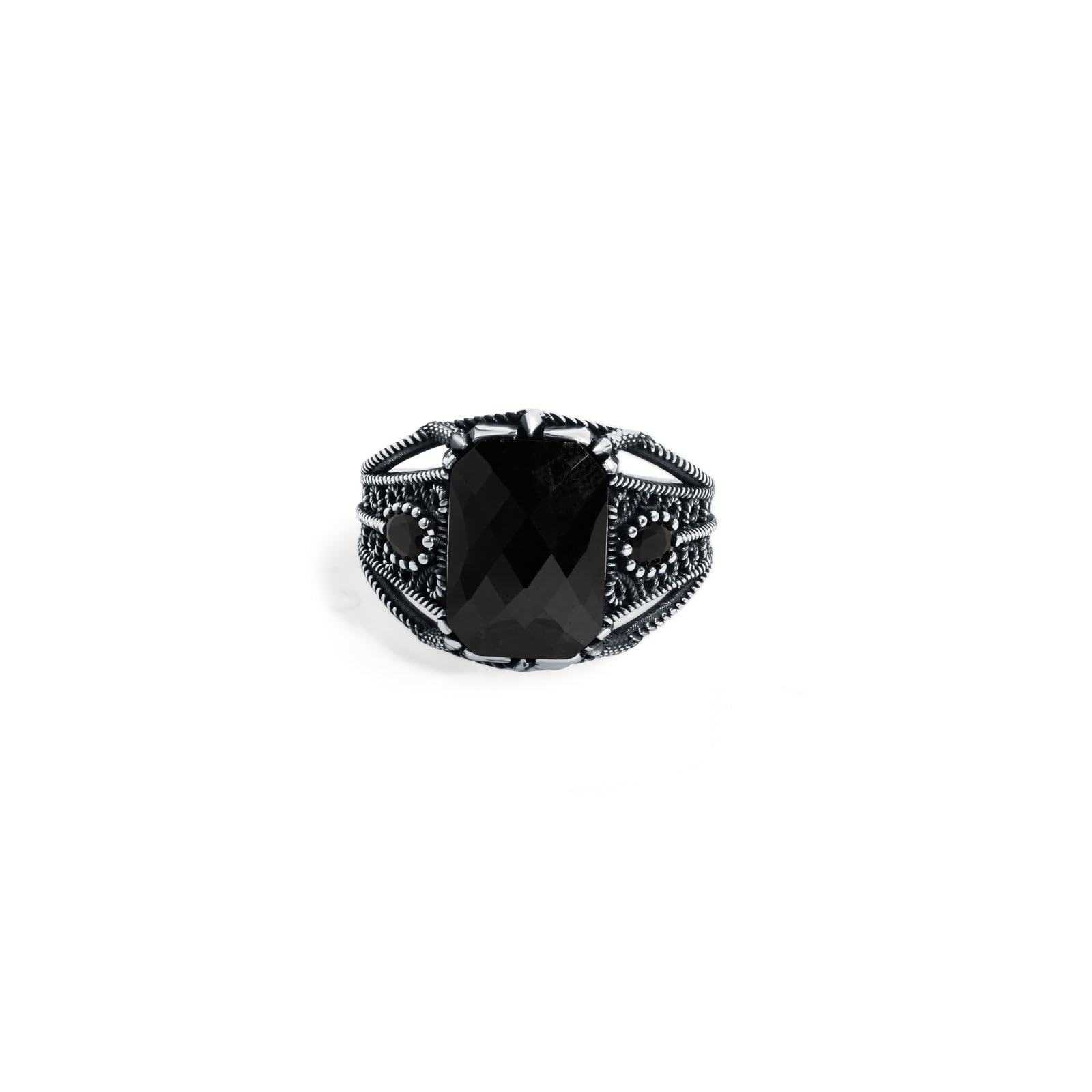 Midnight Bloom 925 Sterling Silver Ring for Men, Oxidised Silver Finish | Gift for Him (7.5Gms)-image-43