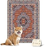 nunubaby Washable Pee Pads for Dogs, Stylish, Non-Slip and Leak-Proof Pee Pads. Reusable Potty Pads for Dogs for Crates and Floors.(Red/Floral, 18