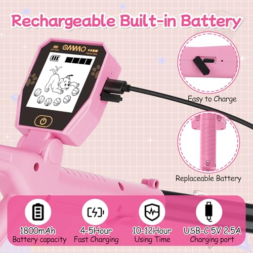 Image of OMMO Metal Detector, Rechargeable Built-in Battery Kids Metal Detector with Funny LCD Display, Adjustable Metal Detectors for Kids with IP67 Waterproof 6.5 inch Search Coil for Exploring Outdoor