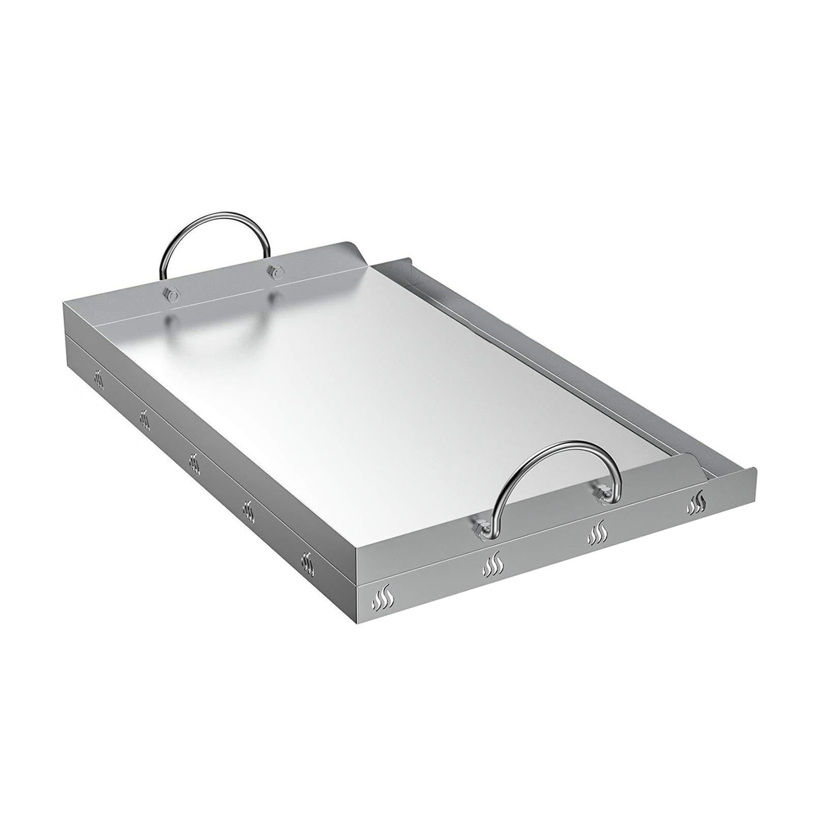 Stainless Steel Cooking Griddle with Removable Handles 23 x 16 Inch Flat Top Plate Insert for BBQ Camping Parties Outdoor Cooking