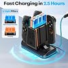 Switch 2/1 Joy-con & Pro Controller Charging Dock, 6-in-1 Controller Charger Station with 9 RGB Modes for 4 Joy-Cons / 2 Pro Controllers, Fast Charging Stand with LED Indicator