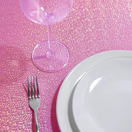 Fitable Pink Sequin Tablecloth For Parties 60X84 Inch - Sparkle Glitter Table Cloth Laser Rectangle Table Cover Overlay For Wedding Baby Shower Ceremony Birthday Cake Table Holiday Banquet #TOP4