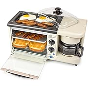 Nostalgia BSET100BC Retro 3-in-1 Breakfast Station Coffeemaker, Griddle, Toaster Oven, Makes 4 Cups of Coffee, 2 Slice, Bisque