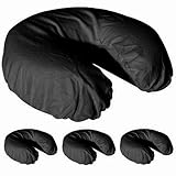 Royal Massage Set of 4 Brushed Flannel Fitted Face Cradle Covers, Black, NULL
