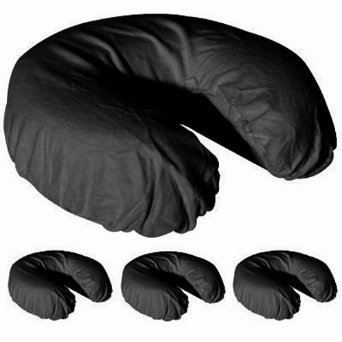 Royal Massage Flannel Fitted Face Rest Covers – Ultra-Soft Double Brushed Cotton – Elastic Fit, Machine Washable – Set of 4 (Face Cushion Not Included) (Black)