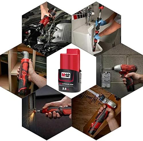2 Pack M12 battery 12V 3.5Ah Lithium-ion Battery for Milwaukee 12V Replacement battery Compatible with Milwaukee M12B 48-11-2411 48-11-2420 48-11-2401 48-11-2402