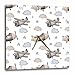 3dRose Vintage Airplanes, for Kids, Beige, Blue, Clouds, Pattern, Cute - Wall Clocks (dpp-376223-1)