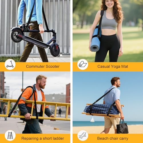 Adjustable Scooter Carry Strap with Quick-Release Plastic Buckles & Anti-Slip Pad for Electric Scooters, Folding Bikes, Yoga Mats – 55lb Capacity, Lightweight & Portable - Image 6