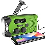 Efluky Solar Radio AM/FM Kurbelradio Tragbar USB Wiederaufladbar Notfallradio, Led Taschenlampe, SOS Alarm und Handkurbel Dynamo für Camping, Survival, Reisen, Notfall (Grün)