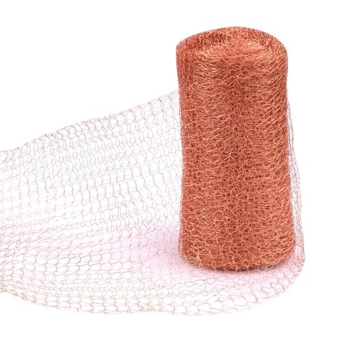 Red de Cobre, 12,7 cm X 6 m Malla de Cobre Contra Caracoles, Valla de Caracol de Cobre Puro, Red de Cobre de Doble Capa, Malla de Cobre Tejida para Control de Caracoles Roedores Pájaros Plagas Ratón