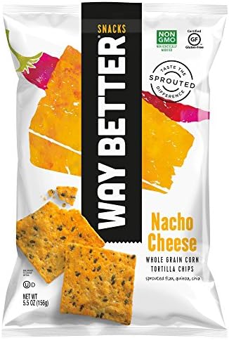 Way Better Snacks Sprouted Gluten Free Tortilla Chips, Nacho Cheese, 12 Count