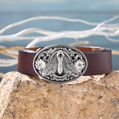 Bolatilt K-039 Butterfly Skull Belt Buckle For Men Cowboy Belt Buckle American Native Western Belt Buckle Silver Belt Buckle Death Head Hawk Moth Buckle thumb #3