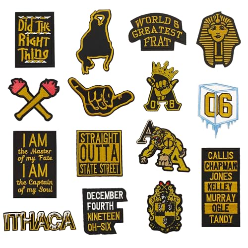 ORN8VES 15PCS Alpha Phi Fraternity Iron On Patches Alpha 1906 Gifts for Embroidered Sew-On Patches Set for Hats Bags Shirts Jeans Clothes Backpacks|Fraternity Paraphernalia