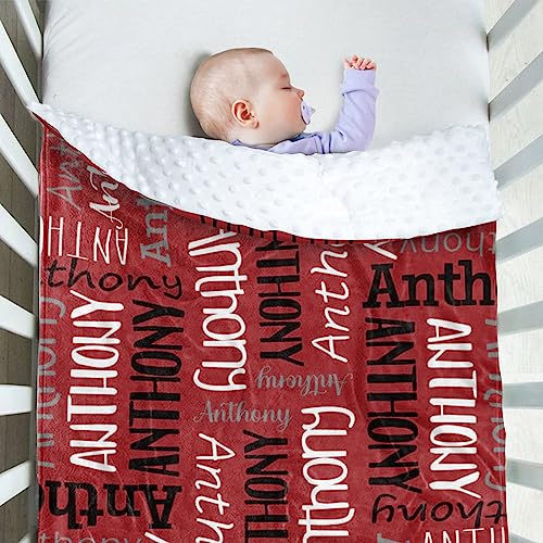 Image of Custom Baby Blanket - Personalized Names Design - Soft Plush Blanket with Double Layer Dotted Backing for Boys Girls Color16(47x60 inches)