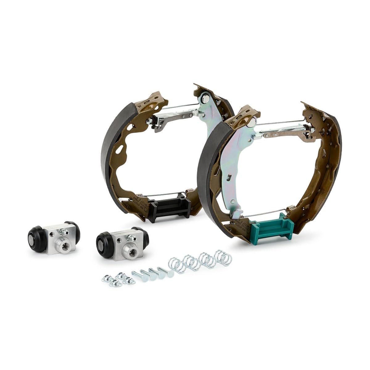 RIDEX 3859B0242 Bremsenset Trommelbremse Bremsbacken Satz mit Zubehör mit Radbremszylinder mit Stellelement mit Handbremshebel Hinten Kompatibel mit SEAT Ibiza IV Sportcoupe 6J, 6P, SUZUKI, OPEL