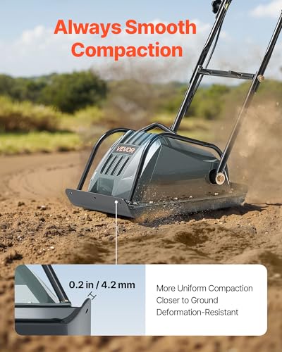 Image of VEVOR Plate Compactor 130W Electric Ground Rammer 5kN Force 3.9in Depth