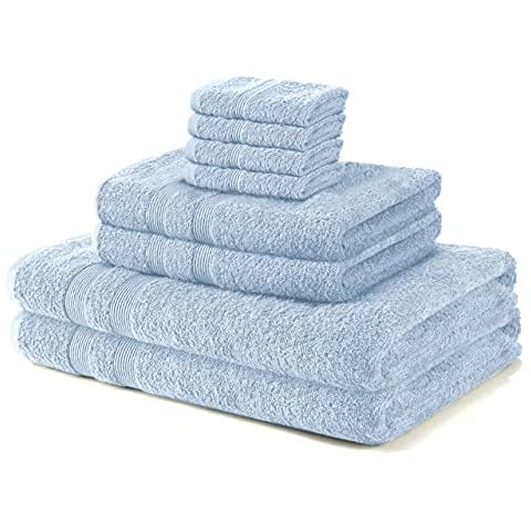 Vozbi Towels (8 Pieces) 2 Bath Towels, 2 Hand Towels and 4 Washcloths - 500 GSM Egyptian Cotton Towel Bale - Ring Spun Cotton Towel Set - Home & Kitchen Bathroom Accessories Shower Towel (Sky Blue) Cover