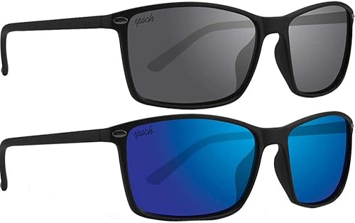 Epoch Eyewear Murphy - Gafas de sol deportivas de moda para motocicleta, 2 pares (marco negrolente polarizado ahumado, marco negrolentes polarizados