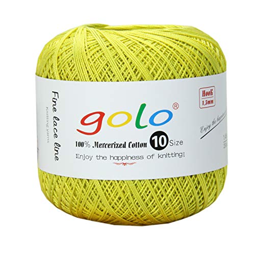 Image of golo Cotton Crochet Thread Balls Size 10 Cotton Knitting Thread Yarn for Crochet yellow-604