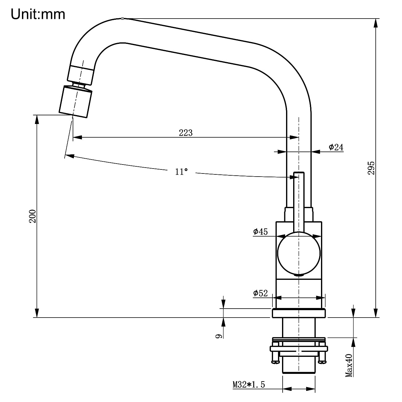Grifo de Cocina con 2 Modos, Mezclador para Fregadero con Rociador de Caño Giratorio, Grifería Monomando de Acero Inoxidable 304, Agua Fría y Caliente, Aireador Extraíble